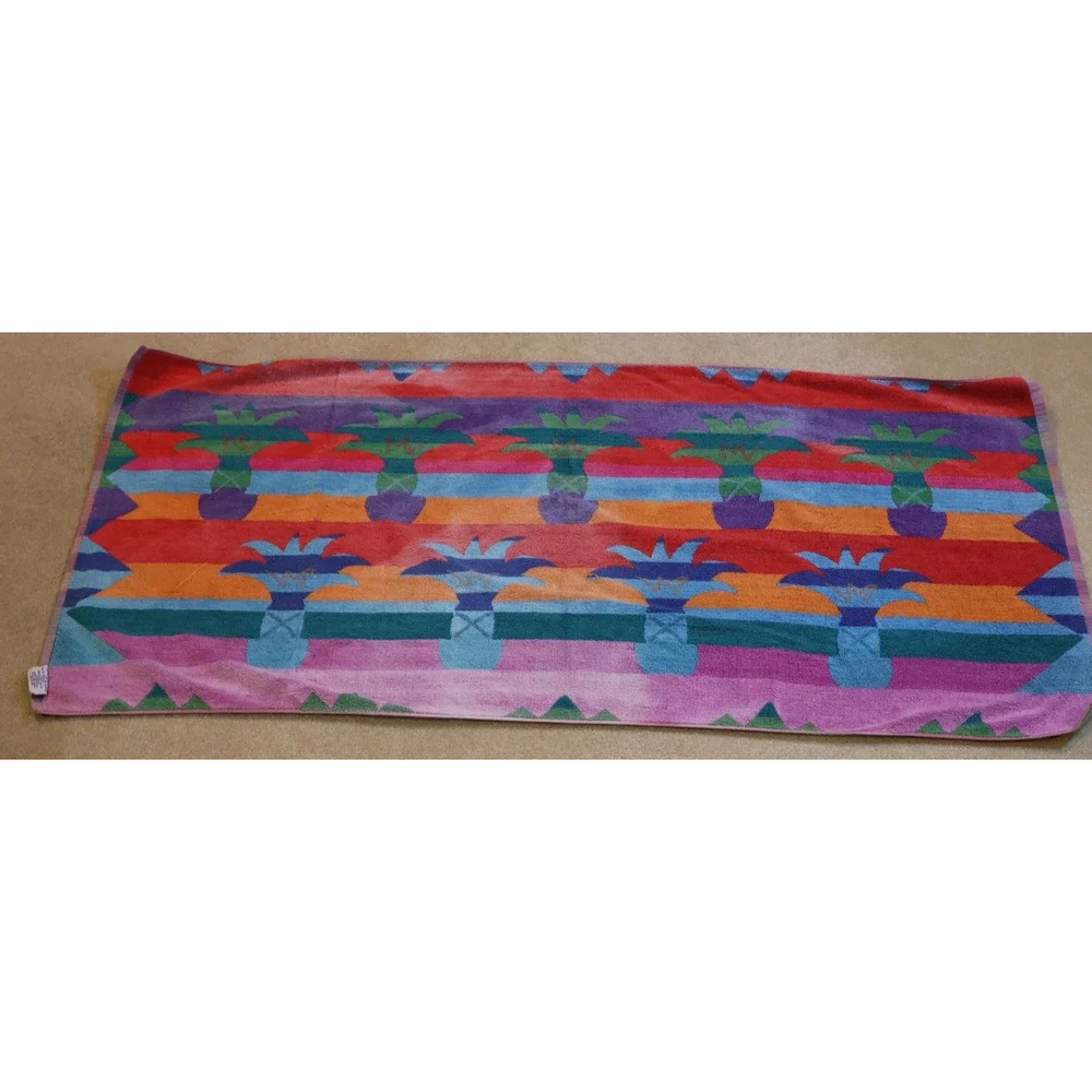 Royal Terry Beach Towel Cotton Tropical Geometric Bright Colors 57x28